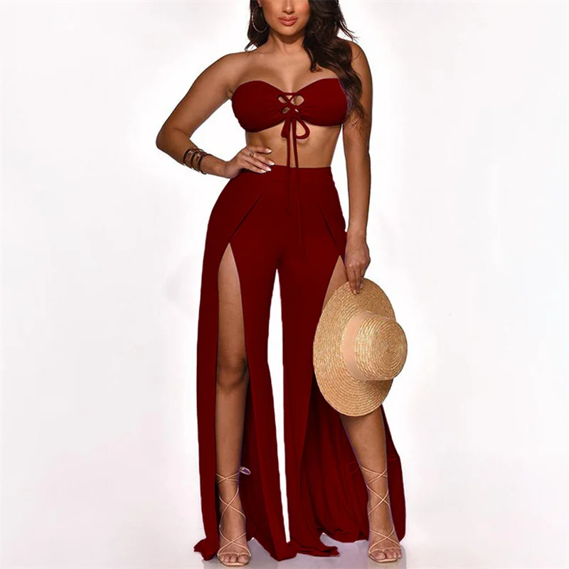 2021 Summer New Women's Fashion Sexy 2 Pieces Suit Set Solid Color Sleeveless Strapless Crop Tops & Loose Pants For Summer
2021 Summer New Women's Fashion Sexy 2 Pieces Suit Set Solid Color Sleeveless Strapless Crop Tops & Loose Pants For Summer