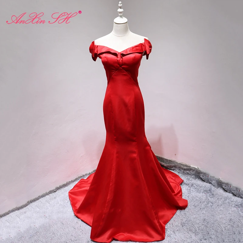 AnXin SH Princess red satin mermaid evening dress party vintage boat neck big bow bride zipper train trumpet evening dress
AnXin SH Princess red satin mermaid evening dress party vintage boat neck big bow bride zipper train trumpet evening dress
