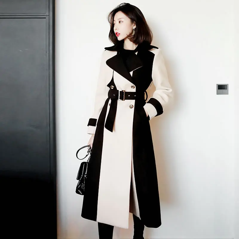 New Autumn Winter Korean Fashion Patchwork Long Women Clothing Woolen Wind Coat Sashes Temperament Woolens Jacket Female
New Autumn Winter Korean Fashion Patchwork Long Women Clothing Woolen Wind Coat Sashes Temperament Woolens Jacket Female