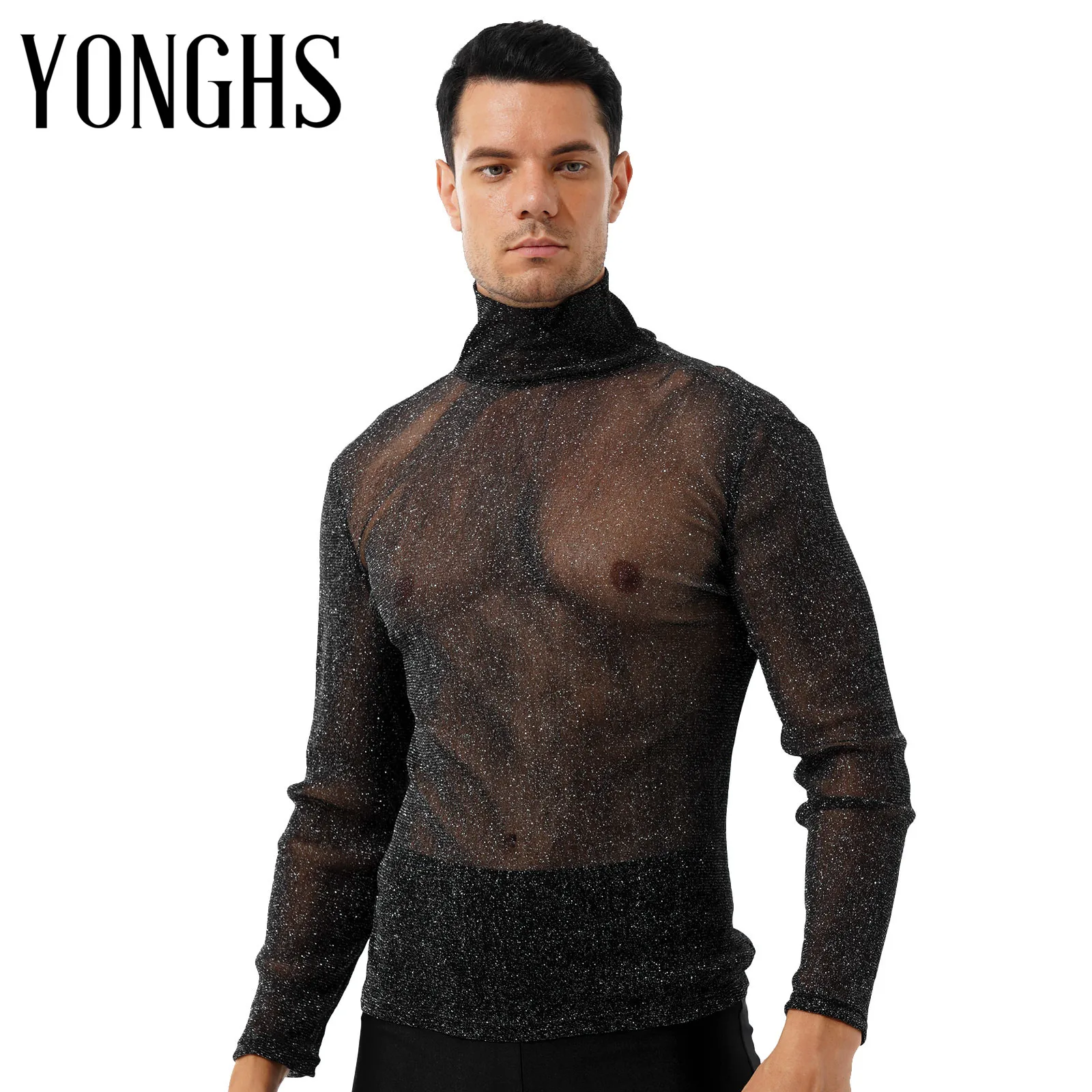 Mens Fashion Shiny Clubwear Top Transparent Wetlook T-shirt Streetwear High Neck Long Sleeve T-shirt Tops For Stage Show Party
Mens Fashion Shiny Clubwear Top Transparent Wetlook T-shirt Streetwear High Neck Long Sleeve T-shirt Tops For Stage Show Party