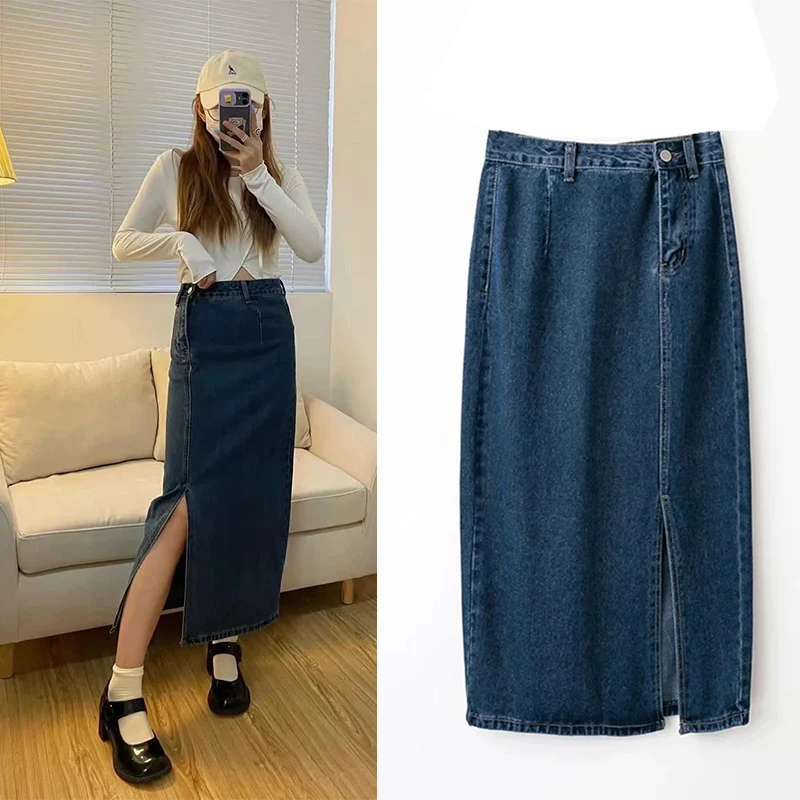 WESAY JESI New Women's Denim Skirt 2021 Summer High Waist Zipper Side Split Long Skirt Fashion Chic Elegant Mid-length Skirt
WESAY JESI New Women's Denim Skirt 2021 Summer High Waist Zipper Side Split Long Skirt Fashion Chic Elegant Mid-length Skirt