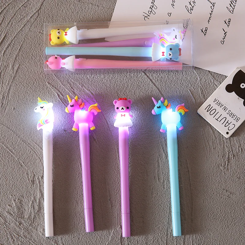 Creative boxed 4pcs luminous pen set school student walking street stationery set pen 0.5mm