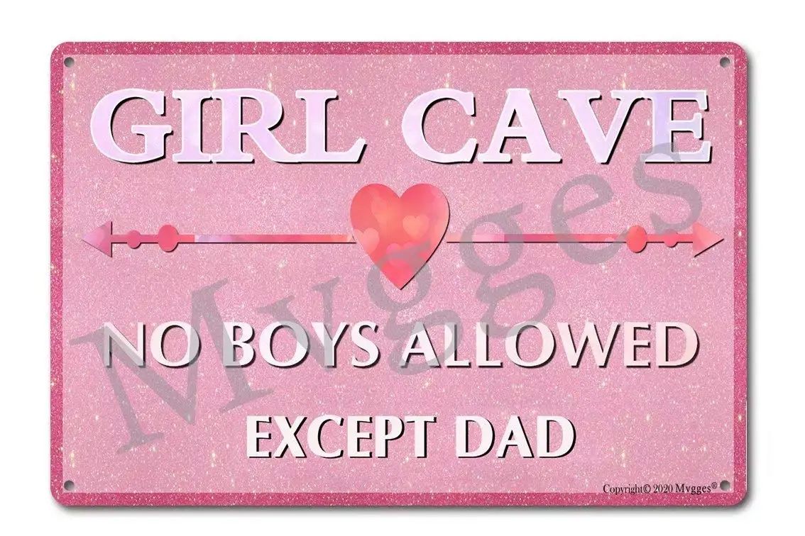 

Funny Girl Cave 8"x12" Metal Tin Sign Wall Decor Bar Daughter Pink No Boys Allowed Bedroom Door Bar Decor Sign Door Decor Wall