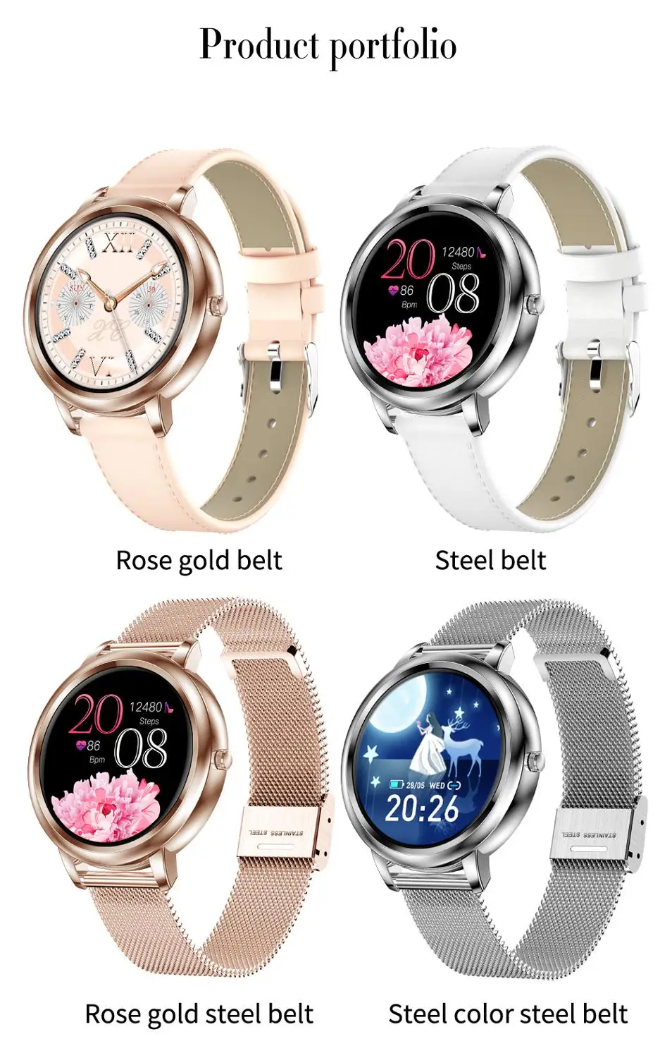 MK20 Smart Watch 2020 Style Full Touch Control Round Screen Fashion Women Smartwatch Lady Health Tracking Watch For iOS Android
MK20 Smart Watch 2020 Style Full Touch Control Round Screen Fashion Women Smartwatch Lady Health Tracking Watch For iOS Android