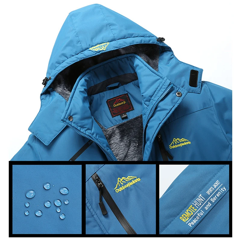 Autumn Winter Mens Fleece Thick Jackets Men's Coat Waterproof Windbreaker Breathable Windbreaker Male Mens Parka Clothing 5XL