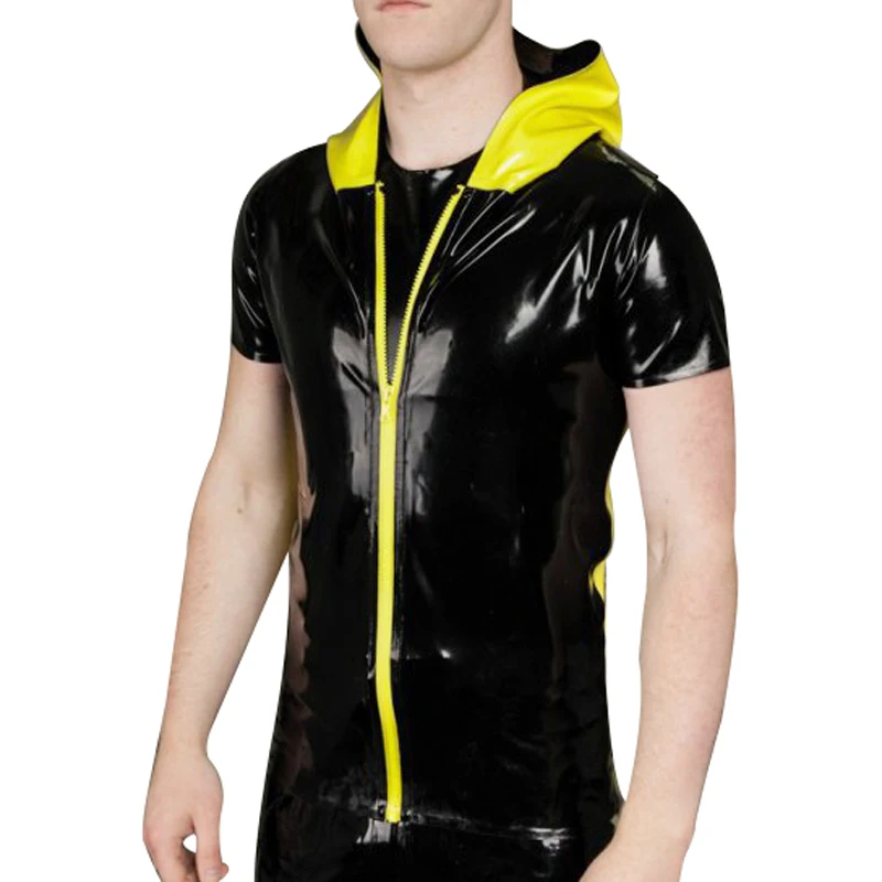 Black And Yellow Sexy Latex Shirt With Hoodies Zipper At Front Rubber Clothing YF-0305
Black And Yellow Sexy Latex Shirt With Hoodies Zipper At Front Rubber Clothing YF-0305
