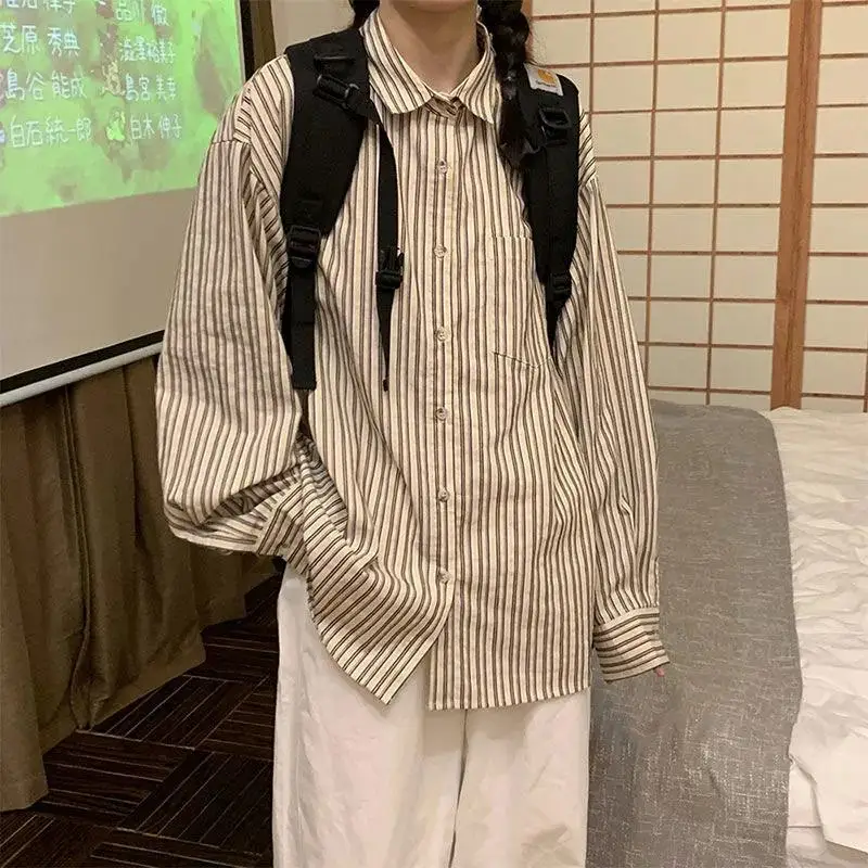 Striped Shirts Women Oversize Retro Teenagers Comfort Leisure Blouse Spring All-match Couple Hipster Female Daily Simple Shirts
Striped Shirts Women Oversize Retro Teenagers Comfort Leisure Blouse Spring All-match Couple Hipster Female Daily Simple Shirts