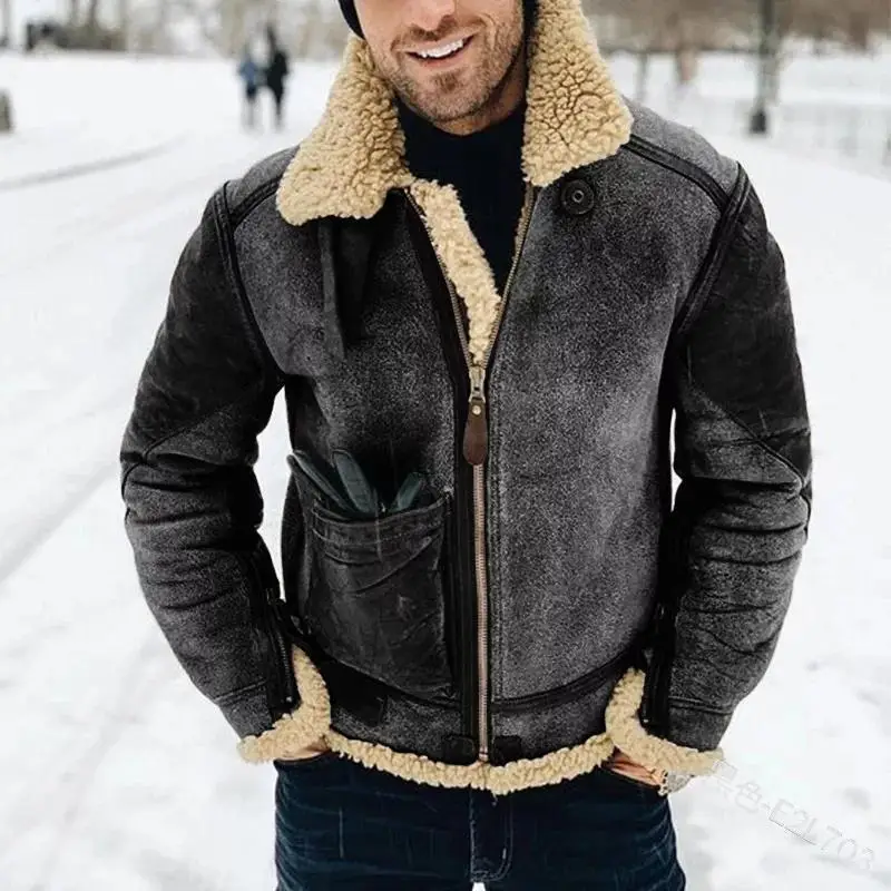 2021New Imitation Leather Men's Coat Winter Warm Fur Integrated Jacket Padded Lapel Contrast Color
2021New Imitation Leather Men's Coat Winter Warm Fur Integrated Jacket Padded Lapel Contrast Color