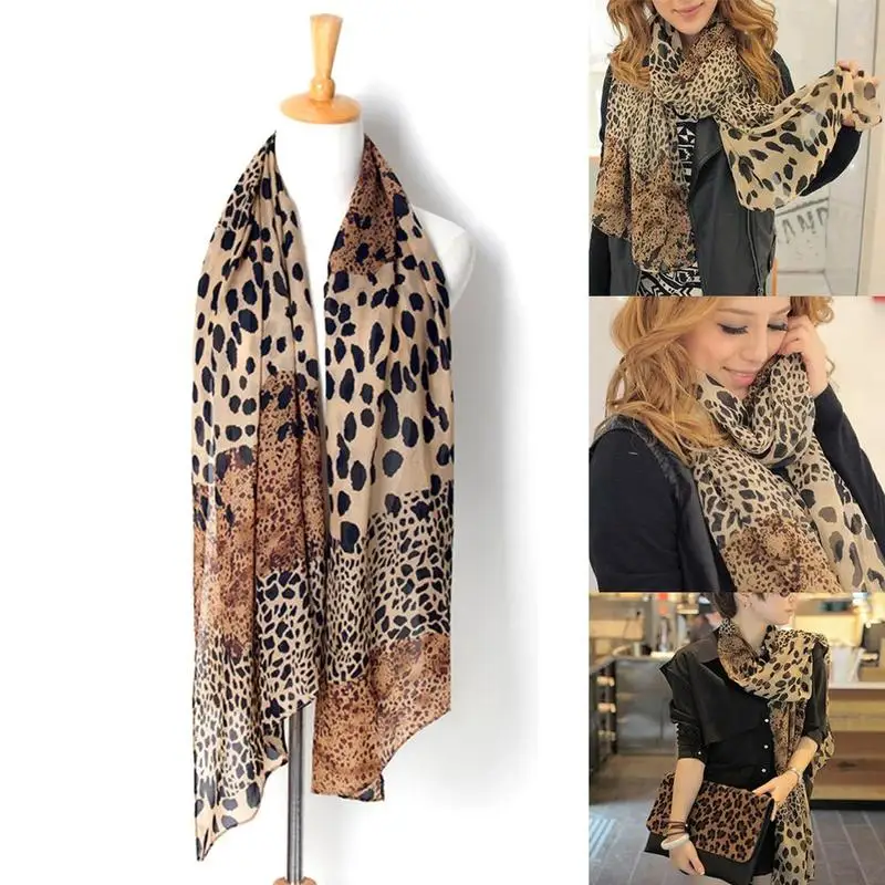 1 шт. новый модный Леопардовый шифоновый шарф европейский и американский большой