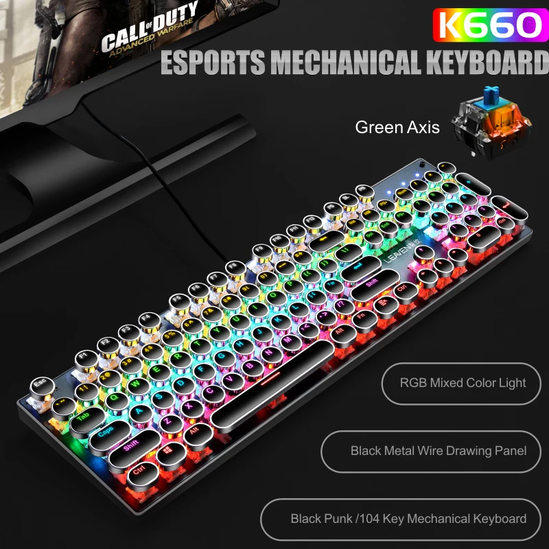Gaming Mechanical Keyboard USB Wired 104 keys with RGB Backlight Red/Blue Switch for PC Gamer Computer
Gaming Mechanical Keyboard USB Wired 104 keys with RGB Backlight Red/Blue Switch for PC Gamer Computer