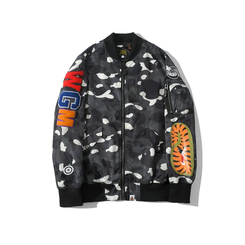 Chao brand shark head camouflage Baseball Jacket Star & spot 
Chao brand shark head camouflage Baseball Jacket Star & spot