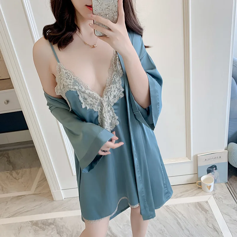 FZSLCYIYI Rayon Wedding Robe Set Sexy Women 2PCS Sleepwear Kimono Night Gown Flower Trim Bride Bridesmaid Dressing Gown
FZSLCYIYI Rayon Wedding Robe Set Sexy Women 2PCS Sleepwear Kimono Night Gown Flower Trim Bride Bridesmaid Dressing Gown