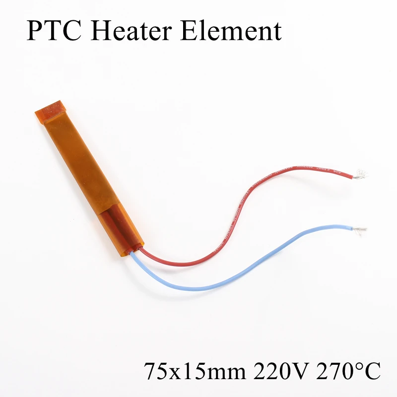 1 шт. 75x15 мм 220 в 270 градусов Цельсия PTC нагревательный элемент постоянный термостат