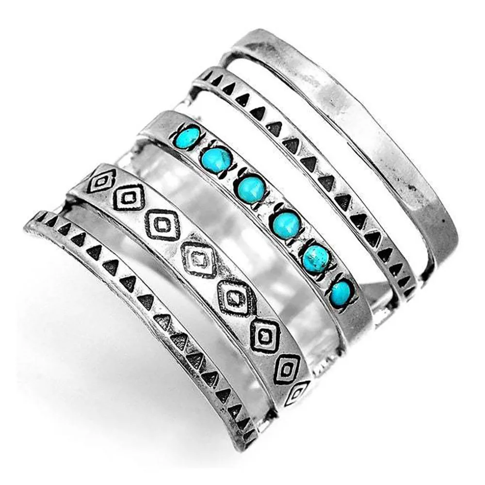 В богемном стиле камень инкрустированные палец армированное кольцо для женщин