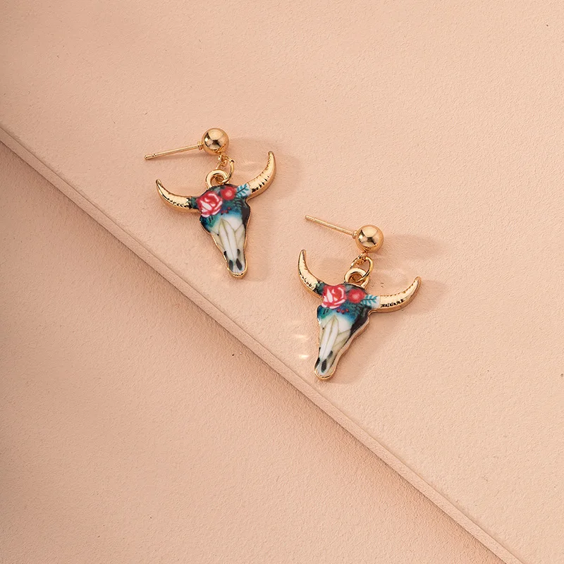Western America Flower Ox Bull Head Horn Texas Cowboy Longhorn Piercing Earrings Ins Korean Fashion Chic Jewelry Bijoux Earring
Western America Flower Ox Bull Head Horn Texas Cowboy Longhorn Piercing Earrings Ins Korean Fashion Chic Jewelry Bijoux Earring