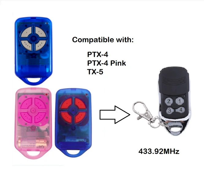 4 Button Garage/Gate Door Replacement Remote Control Transmitter For PTX4 433.92 MHz
4 Button Garage/Gate Door Replacement Remote Control Transmitter For PTX4 433.92 MHz
