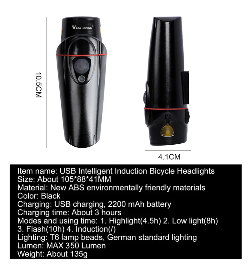 2021 New Bicycle Sensor Light USB Rechargeable Front Light Mountain Bike Warning Tail Light Outdoor Riding Equipment Hot Sale
2021 New Bicycle Sensor Light USB Rechargeable Front Light Mountain Bike Warning Tail Light Outdoor Riding Equipment Hot Sale