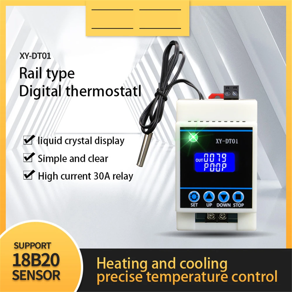 DT01 30A High-Precision Digital Display Temperature Controller Module Thermostat Switch Thermometer with NTC 10K Probe
DT01 30A High-Precision Digital Display Temperature Controller Module Thermostat Switch Thermometer with NTC 10K Probe