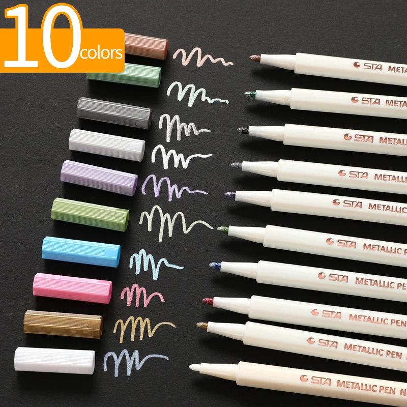 Metal paint pen pearlescent colored markers set highlight diy decoration graffiti photo album cute flash stationery art supplies
Metal paint pen pearlescent colored markers set highlight diy decoration graffiti photo album cute flash stationery art supplies