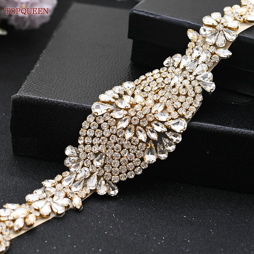 TOPQUEEN S123 (1PCS) Sew On Strass Applique Rhinestone For Wedding Belt Pearl Patch Evening Dress Accessories Patches on Clothes | Свадьбы и
