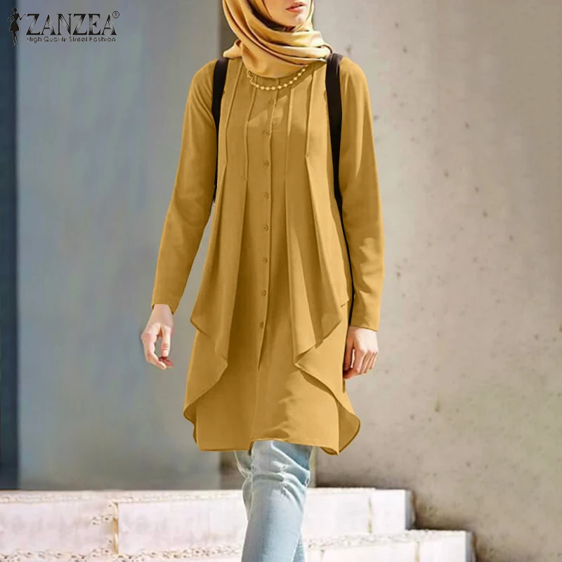 Loose Solid O Neck Blusas Irregular hem Chemise ZANZEA Muslim Fashion Blouse Vintage Long Sleeve Tunic Tops Mujer Oversized Tops
Loose Solid O Neck Blusas Irregular hem Chemise ZANZEA Muslim Fashion Blouse Vintage Long Sleeve Tunic Tops Mujer Oversized Tops