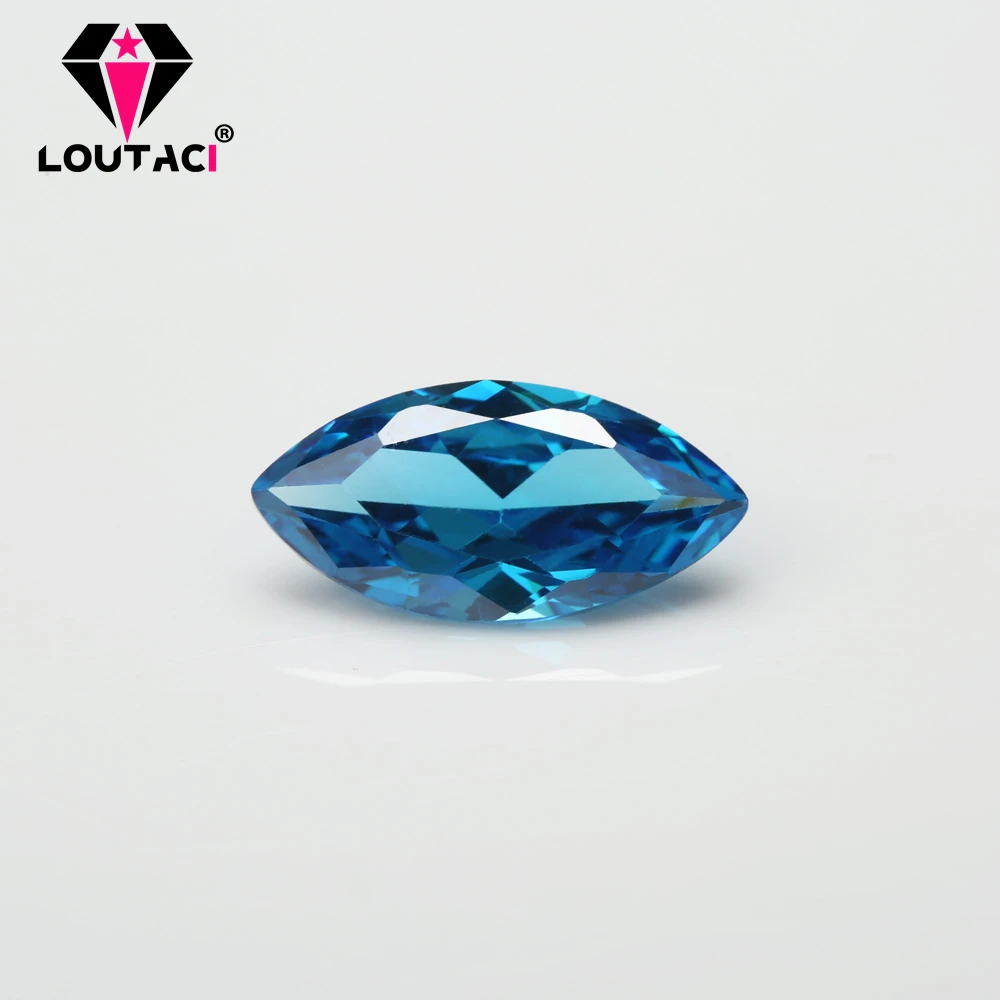

LOUTACI Jewelry Gemstone Marquise Shape Blue Color Color 5A Cubic Zirconia Middle Size 1.5x3-3.5x7mm