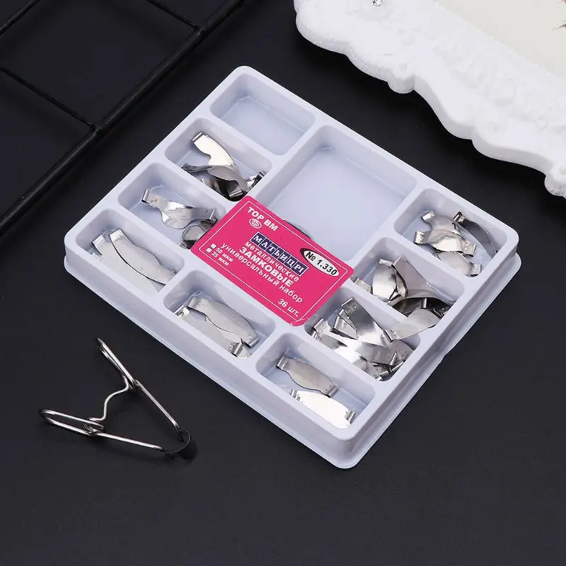 36 pcs Dental Saddle Contoured Metal Matrices Matrix Universal Kit with Spring Clip J78D
36 pcs Dental Saddle Contoured Metal Matrices Matrix Universal Kit with Spring Clip J78D