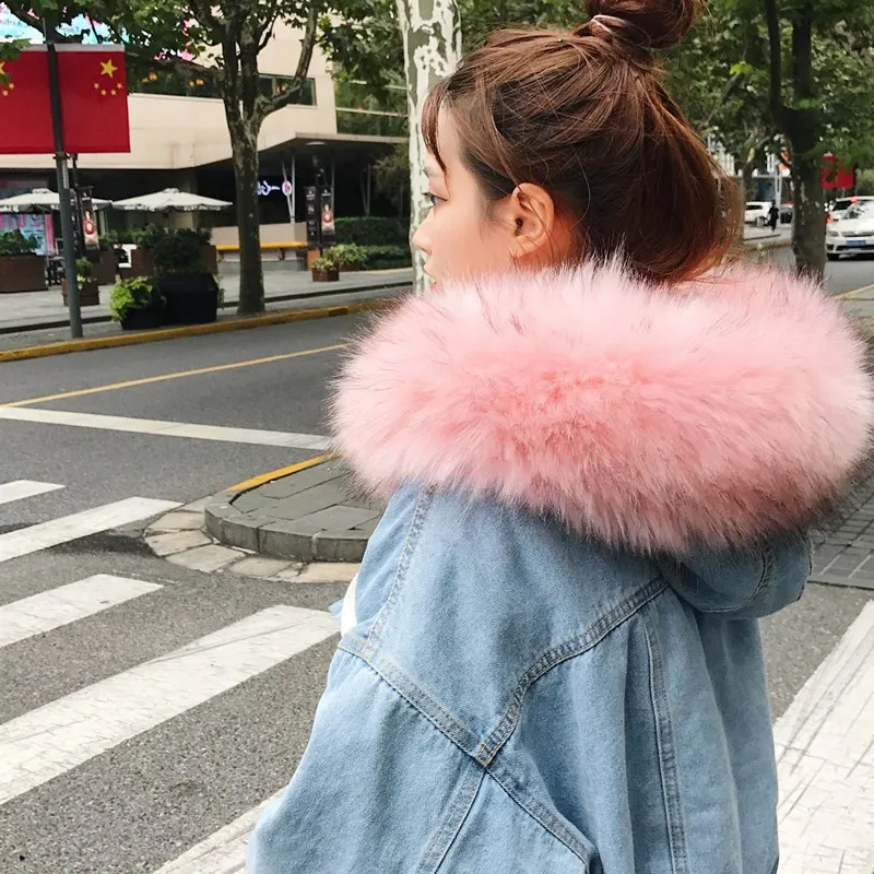 Fashion Women Faux Leather Thick Jean Jacket Female Fur Collar Denim Coat Fleece Hooded Warm Winter Outwear | Женская одежда
