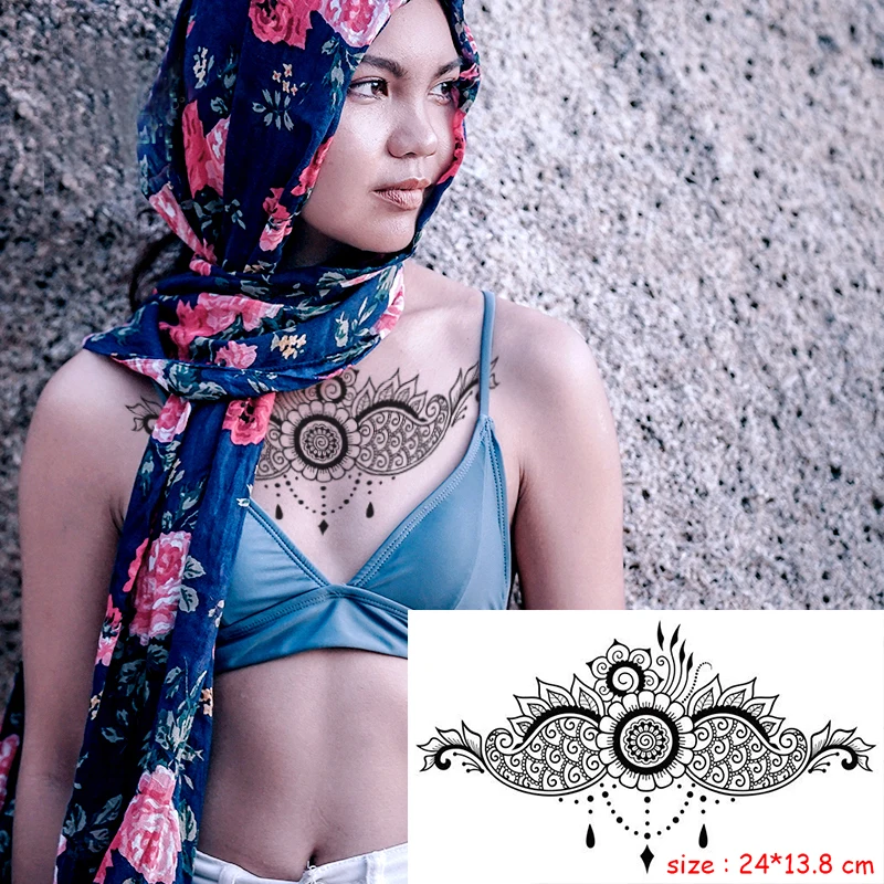 Temporary Tattoo Sticker mandala flower necklace sexy chest back Fake Tatoo Flash Tatto waterproof Breast Art for Woman girl
Temporary Tattoo Sticker mandala flower necklace sexy chest back Fake Tatoo Flash Tatto waterproof Breast Art for Woman girl