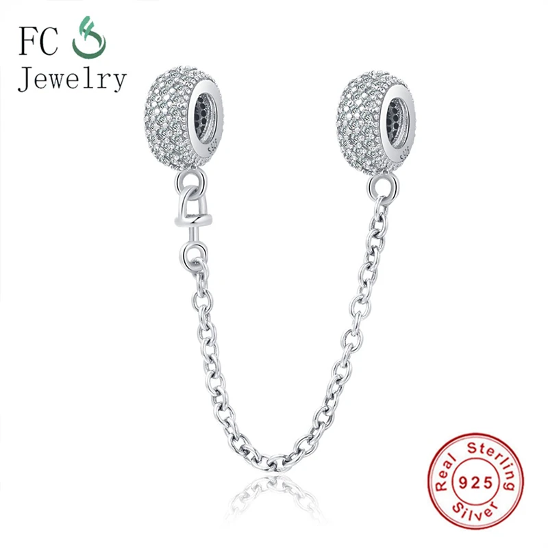Authentic 925 Sterling Silver Round Clear CZ Safety Chain Charm Beads Fit Original Charms Bracelet Bangle DIY Jewelry
Authentic 925 Sterling Silver Round Clear CZ Safety Chain Charm Beads Fit Original Charms Bracelet Bangle DIY Jewelry