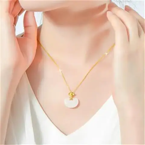 Sterling Silver Pendant Mini Gold Inlaid with Jade Longevity Lock Women's Inlaid Hetian Jade 3D Sterling Silver 925 Necklace
Sterling Silver Pendant Mini Gold Inlaid with Jade Longevity Lock Women's Inlaid Hetian Jade 3D Sterling Silver 925 Necklace