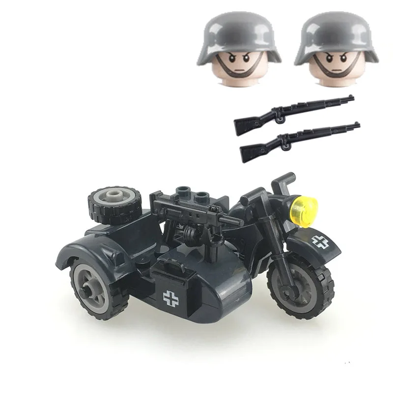 WW2 Germany Military Motorcycle Accessories Building Blocks Army Soldiers Rifle Vehicle Model Weapons Bricks Toys for Children
WW2 Germany Military Motorcycle Accessories Building Blocks Army Soldiers Rifle Vehicle Model Weapons Bricks Toys for Children