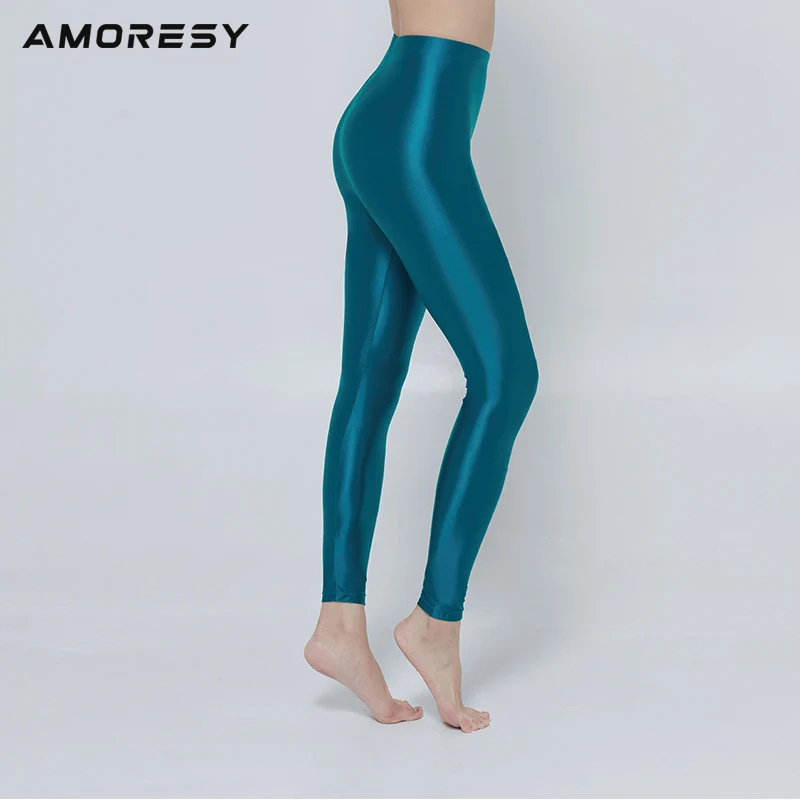 AMORESY новые расцветки M-3XL атласный блеск Непрозрачный leggless Штаны блестящие