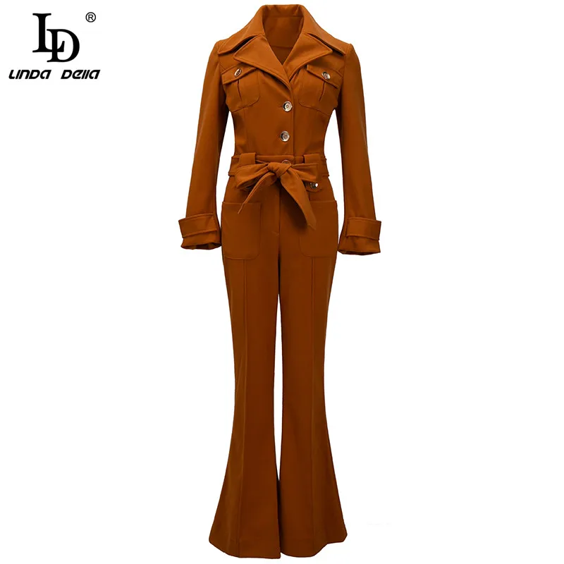LD LINDA DELLA 2021 Summer Long Jumpsuit Women Turn-down Collar Casual Solid Buttons Belt Office Wear Lady Full Length Romper
LD LINDA DELLA 2021 Summer Long Jumpsuit Women Turn-down Collar Casual Solid Buttons Belt Office Wear Lady Full Length Romper
