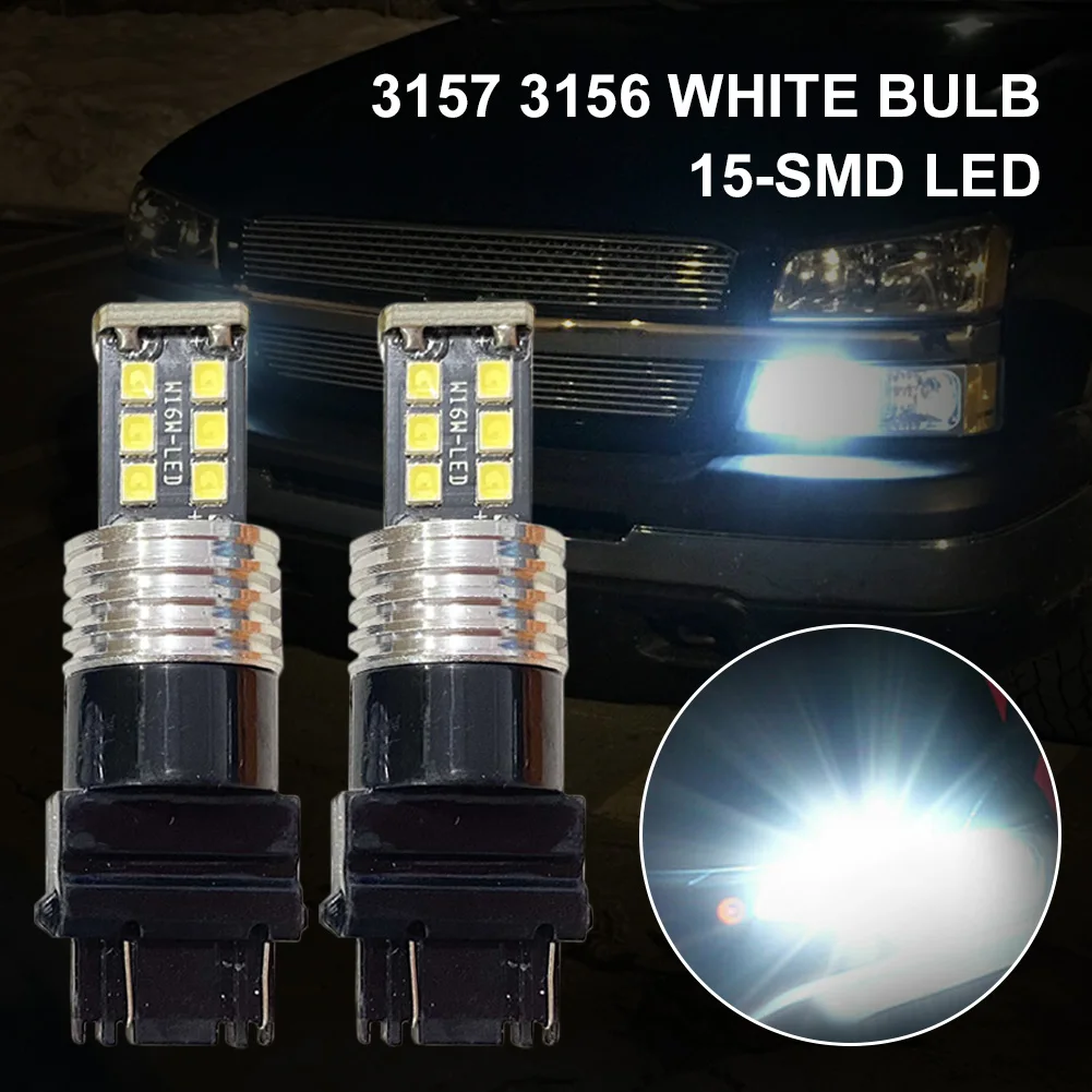 

2pcs 3157 3156 Car LED Bulbs 2835-15-SMD 12V 6000K White DRL Light Daytime Running Light Tail Light Turn Signal Car Accessories