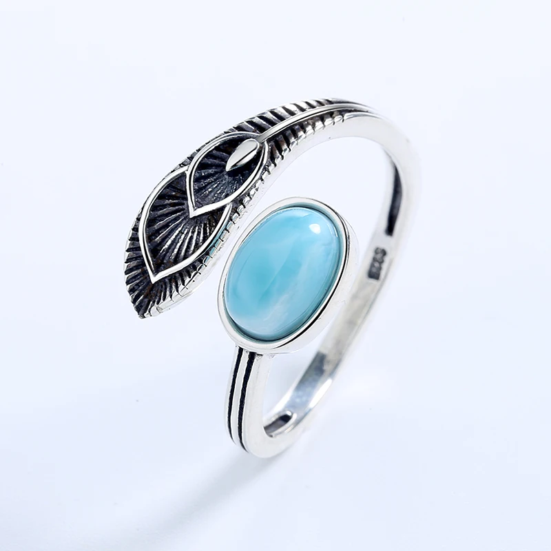 Antique 925 Sterling Silver Natural Larimar Leaf Ring For Women Engagement Wedding Ring
Antique 925 Sterling Silver Natural Larimar Leaf Ring For Women Engagement Wedding Ring