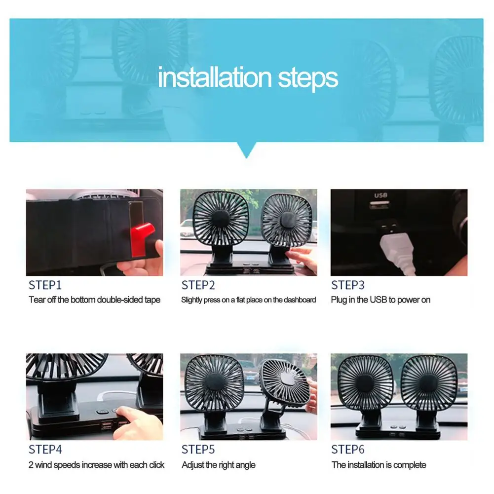 Car Fan Dual-head Car Cooling Fan For Dashboard Air Circulation Fans Two-Speed Adjustable Car Air Blower Car Accessories 
Car Fan Dual-head Car Cooling Fan For Dashboard Air Circulation Fans Two-Speed Adjustable Car Air Blower Car Accessories