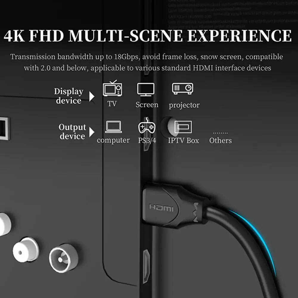 4K 3D совместимому с HDMI кабель для передачи данных 1m/1 5 m/2m/3m/5m/8 м/10 м 2 0 Видео 60 Гц HDTV