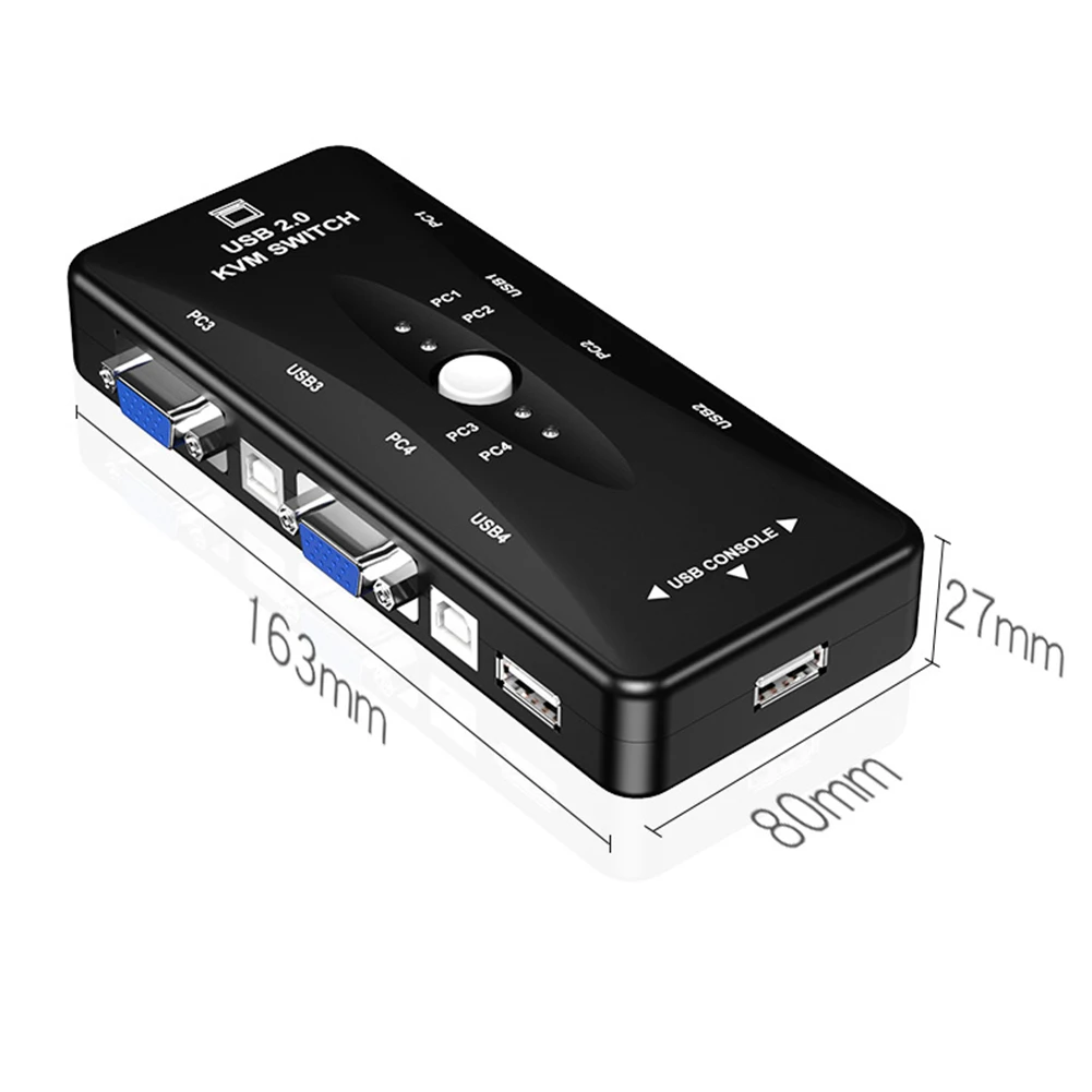 USB HDMI-compatible KVM Switch with Sufficient Durability and Ruggedness 4 in 1 Out VGA Splitter Box for Keyboard Mice Monitor
USB HDMI-compatible KVM Switch with Sufficient Durability and Ruggedness 4 in 1 Out VGA Splitter Box for Keyboard Mice Monitor