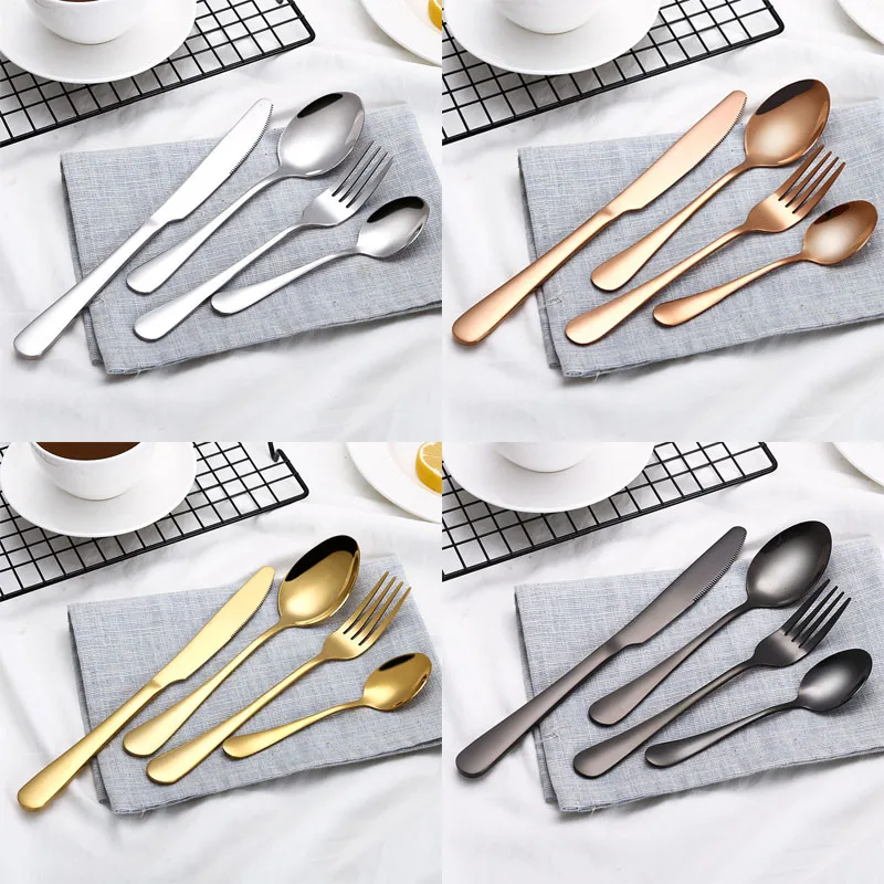 Colorful Dinner Set Stainless Steel Cutlery Knives Forks Spoons Western Kitchen Gold Plated Tableware Home Party Dinnerware Set 
Colorful Dinner Set Stainless Steel Cutlery Knives Forks Spoons Western Kitchen Gold Plated Tableware Home Party Dinnerware Set