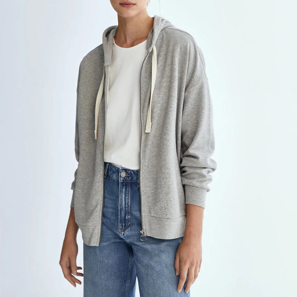 Za2021 Women's Retro New Zipper Design Hooded Casual Sweatshirt Autumn Fashion Long-Sleeved Wild Female Solid Color Jacket
Za2021 Women's Retro New Zipper Design Hooded Casual Sweatshirt Autumn Fashion Long-Sleeved Wild Female Solid Color Jacket