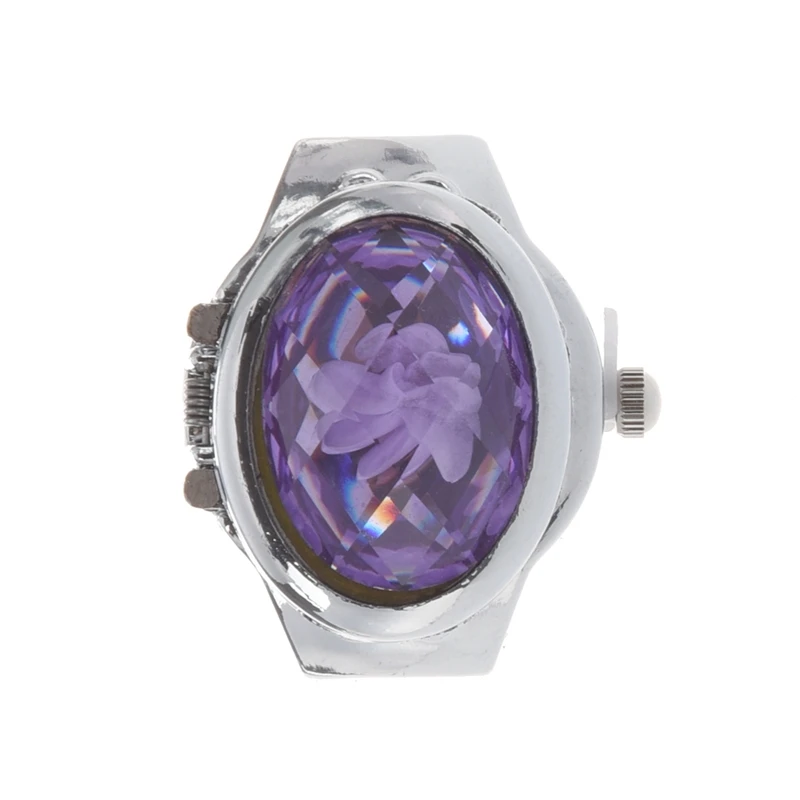Раскладушка-браслет с цветочной вставкой и круглым циферблатом на кольце для дам, кварцевые часы, золотистый цвет.