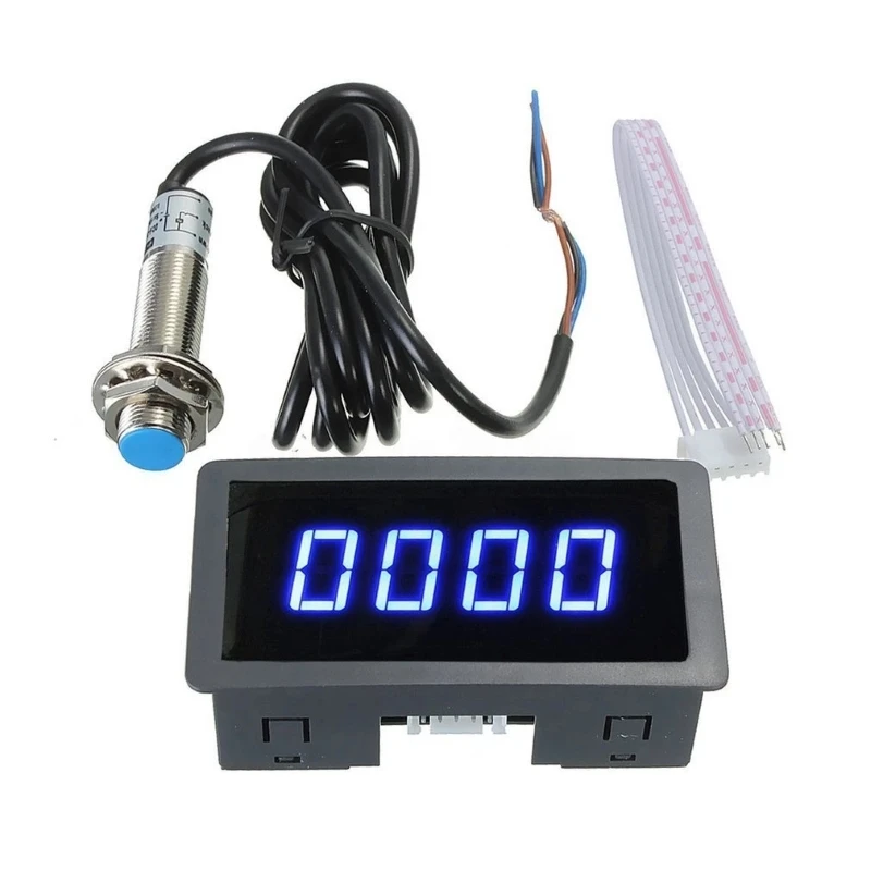 

4 Digital LED Display Tachometer RPM Speed Meter High Precision Tachometer With Hall Proximity Switch Sensor NPN 12V