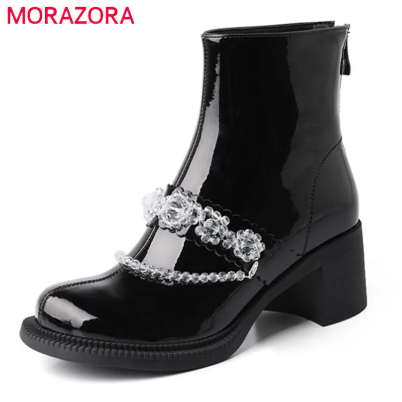 MORAZORA 2021 Newest Short Boots Women Genuine Leather Shoes Round Toe Crystal Thick High Heels Ladies Winter Ankle Boots Women
MORAZORA 2021 Newest Short Boots Women Genuine Leather Shoes Round Toe Crystal Thick High Heels Ladies Winter Ankle Boots Women