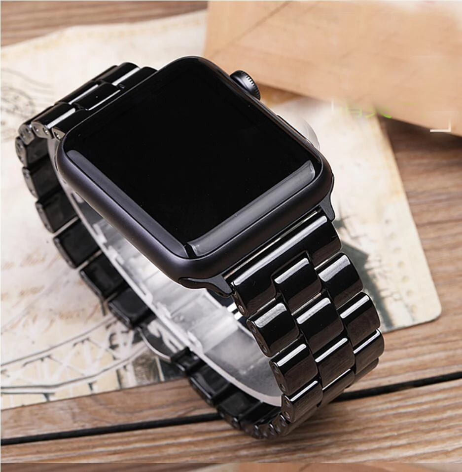 Ремешок керамический для Apple Watch Band SE 38 42 40 44 мм звеньевой браслет смарт часов iwatch