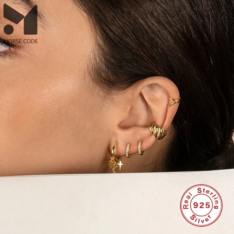 MC Delicate Elegant Luxury Ear Hoops for Women Hot PendientesPlata925 Silver Huggie Earrings with Star Moon Cross Pendants
MC Delicate Elegant Luxury Ear Hoops for Women Hot PendientesPlata925 Silver Huggie Earrings with Star Moon Cross Pendants
