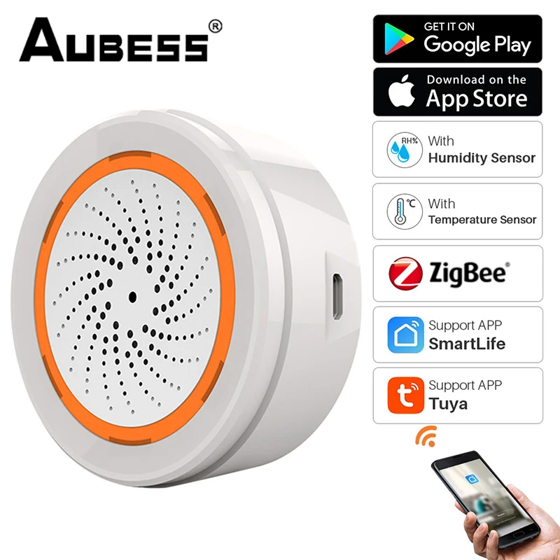 Смарт-сирена Tuya ZigBee, звукосветильник сирена 2 в 1, работает с датчиком температуры и влажности, 90 дБ, работает со шлюзом
Смарт-сирена Tuya ZigBee, звукосветильник сирена 2 в 1, работает с датчиком температуры и влажности, 90 дБ, работает со шлюзом