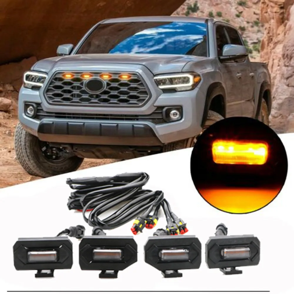 4 шт., Автомобильные светодиодные передние фары-гриль для Toyota Tacoma Raptor TRD внедорожник Sport 2020 2021
4 шт., Автомобильные светодиодные передние фары-гриль для Toyota Tacoma Raptor TRD внедорожник Sport 2020 2021