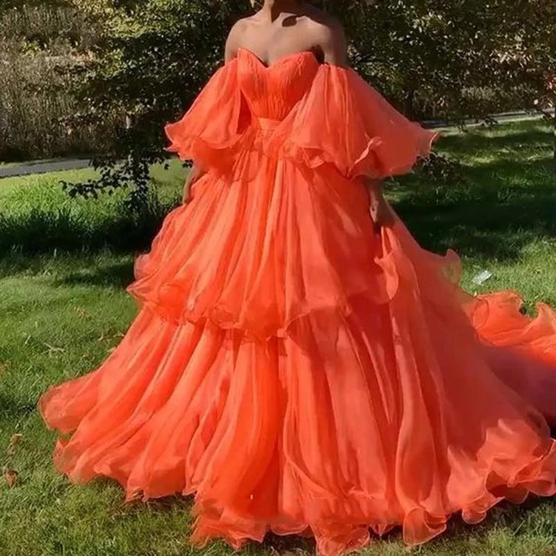 Женское длинное вечернее платье Pretty, оранжевое Многоярусное платье А-силуэта с большими рукавами, бальное платье для выпускного вечера
Женское длинное вечернее платье Pretty, оранжевое Многоярусное платье А-силуэта с большими рукавами, бальное платье для выпускного вечера