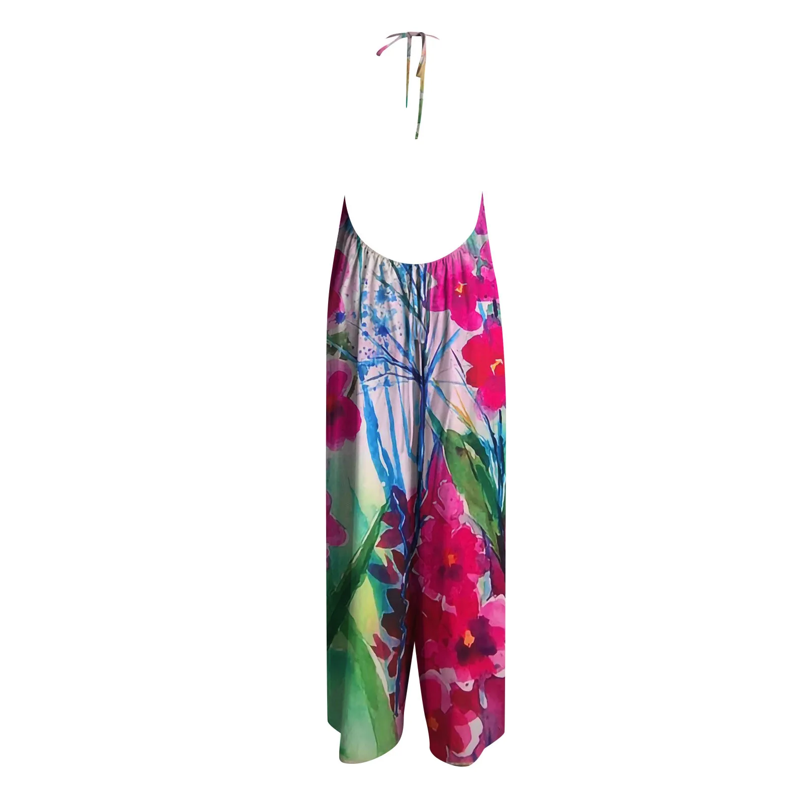 Sexy Deep V Neck Boho Floral Print Jumpsuits Loose Sleeveless Backless Beach Playsuits Ruffles Summer Backless Jumpsuits Street 
Sexy Deep V Neck Boho Floral Print Jumpsuits Loose Sleeveless Backless Beach Playsuits Ruffles Summer Backless Jumpsuits Street